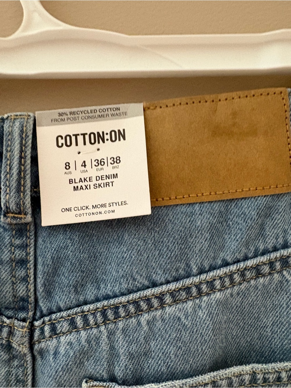 Cotton On Classic Light Wash Denim Maxi Jean Skirt NWTS Size 4 - Picture 6 of 6